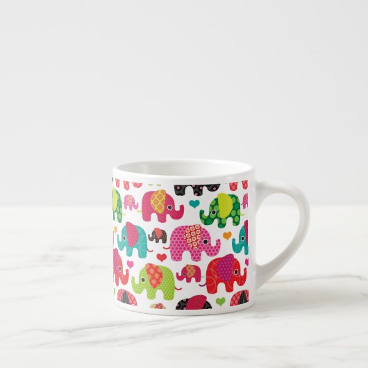 Retro Elefant scherzt Mustertapete Espressotasse (Rechts)