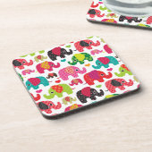 Retro Elefant scherzt Mustertapete Getränkeuntersetzer (Linke Seite)