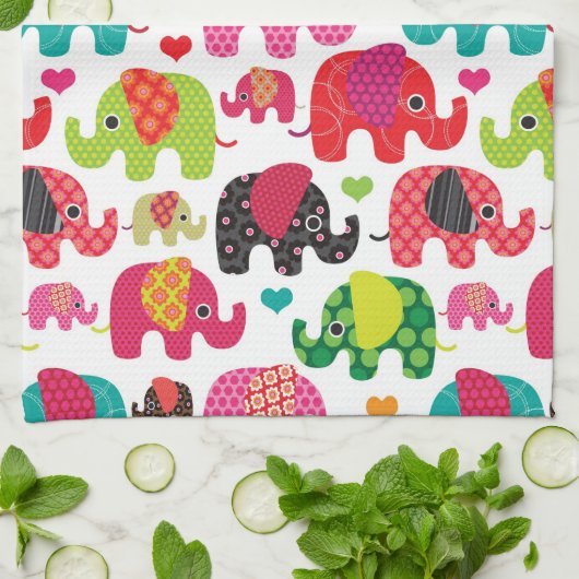 Retro Elefant scherzt Mustertapete Handtuch (Gefaltet)