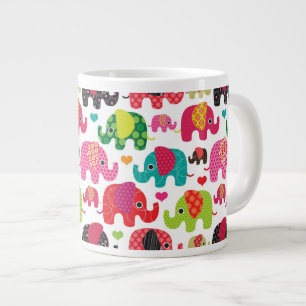 Retro Elefant scherzt Mustertapete Jumbo-Tasse