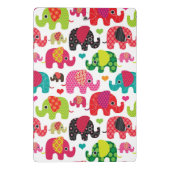 Retro Elefant scherzt Mustertapete Mini Klemmbrett (Rückseite)