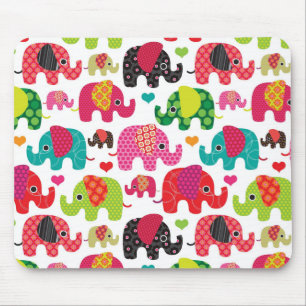 Retro Elefant scherzt Mustertapete Mousepad