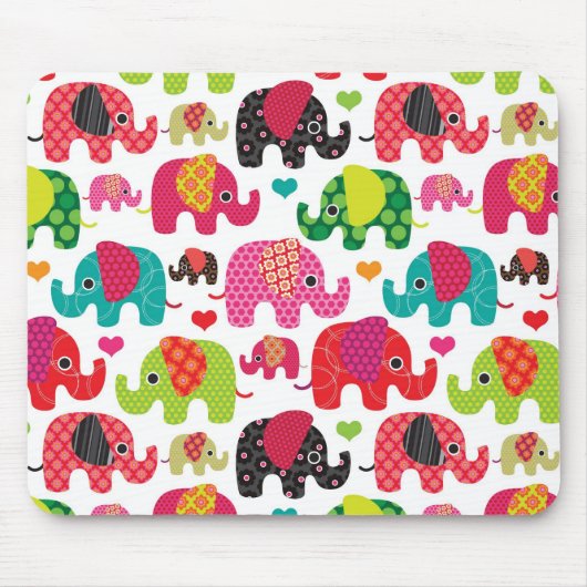 Retro Elefant scherzt Mustertapete Mousepad (Vorne)