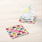 Retro Elefant scherzt Mustertapete Rechteckiger Pappuntersetzer (Vor Ort)