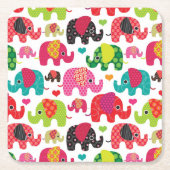 Retro Elefant scherzt Mustertapete Rechteckiger Pappuntersetzer (Vorderseite)