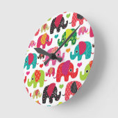 Retro Elefant scherzt Mustertapete Runde Wanduhr (Winkel)