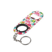 Retro Elefant scherzt Mustertapete Schlüsselanhänger Flaschenöffner (Rückseite Schrägansicht)