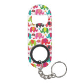 Retro Elefant scherzt Mustertapete Schlüsselanhänger Flaschenöffner (Rückseite)