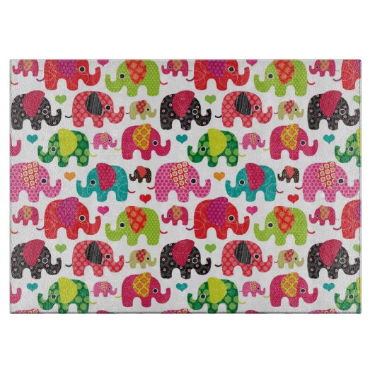 Retro Elefant scherzt Mustertapete Schneidebrett (Vorderseite)
