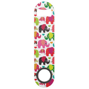Retro Elefant scherzt Mustertapete Speedflaschenöffner