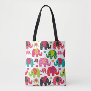 Retro Elefant scherzt Mustertapete Tasche