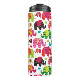 Retro Elefant scherzt Mustertapete Thermosbecher