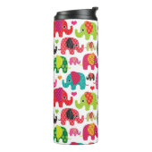 Retro Elefant scherzt Mustertapete Thermosbecher (Nach links gedreht)