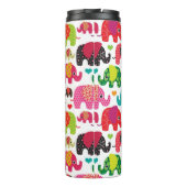 Retro Elefant scherzt Mustertapete Thermosbecher (Rückseite)