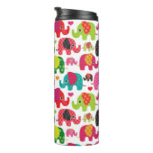 Retro Elefant scherzt Mustertapete Thermosbecher (Nach rechts gedreht)