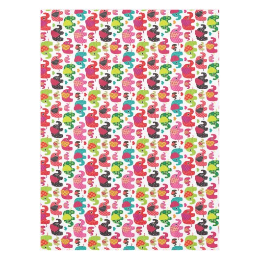 Retro Elefant scherzt Mustertapete Tischdecke (Vorderseite)