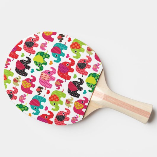 Retro Elefant scherzt Mustertapete Tischtennis Schläger (Seitenansicht)