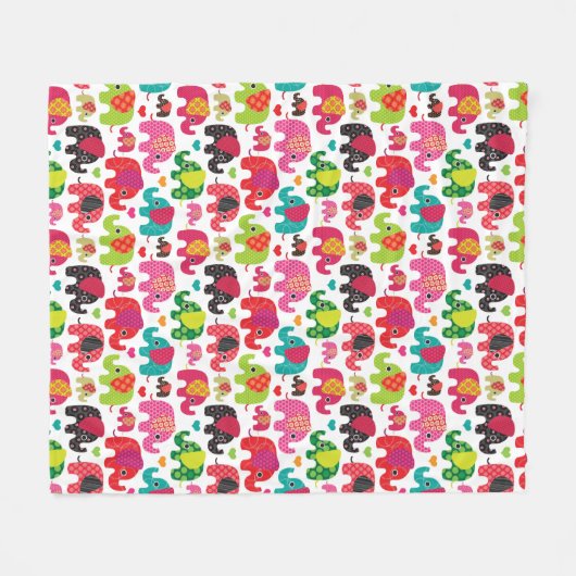 Retro-Elefantenbilder Fleecedecke (Vorderseite (Horizontal))