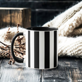 Retro Elegant Black and White Stripe Tasse
