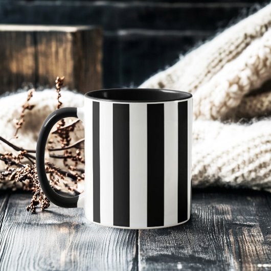 Retro Elegant Black and White Stripe Tasse