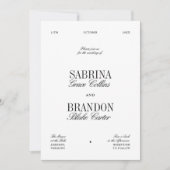 Retro Elegant Black & White Wedding Einladung (Vorderseite)