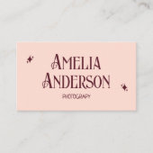 Retro Elegant Blush & Burgundy Qr Code Visitenkarte (Vorderseite)