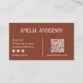 Retro Elegant Blush & Terracotta QR-Code Visitenkarte (Rückseite)