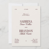 Retro Elegant Burgundy & Ivory Beige Wedding Einladung (Vorderseite)