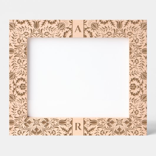 Retro Elegant Floral Couple Name Initial Monogramm Geätzte Rahmen (Vorderseite)