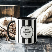 Retro Elegant Personalized Black and White Stripe Tasse