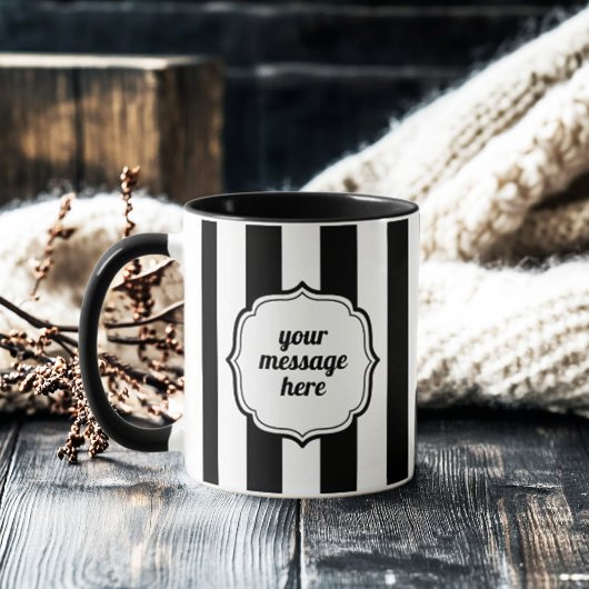 Retro Elegant Personalized Black and White Stripe Tasse