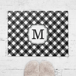Retro Elegant Personalized Gingham Door Mat Fußmatte