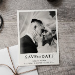 Retro Elegant Photo Wedding Save the date<br><div class="desc">Announce your special day in retro style with this elegant black-and-white photo Save the Date card. Featuring a romantic,  intimate portrait of the couple beneath a soft veil,  this design blends modern minimalism with classic sophistication.</div>