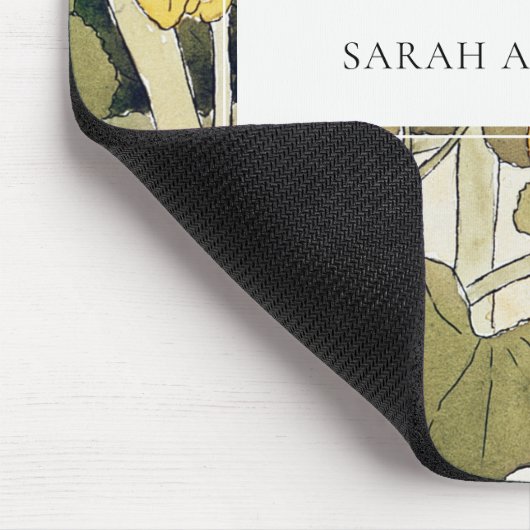 Retro Elegant Rustikal Gelb Gelb Grün Daffodil Blü Mousepad (Ecke)