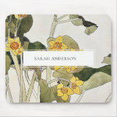 Retro Elegant Rustikal Gelb Gelb Grün Daffodil Blü Mousepad (Vorne)