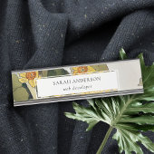 Retro Elegant Rustikal Gelb Gelb Grün Daffodil Blü Schreibtischnamensplakette