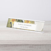 Retro Elegant Rustikal Gelb Gelb Grün Daffodil Blü Schreibtischnamensplakette (Vorderseite )