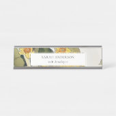 Retro Elegant Rustikal Gelb Gelb Grün Daffodil Blü Schreibtischnamensplakette (Vorderseite )