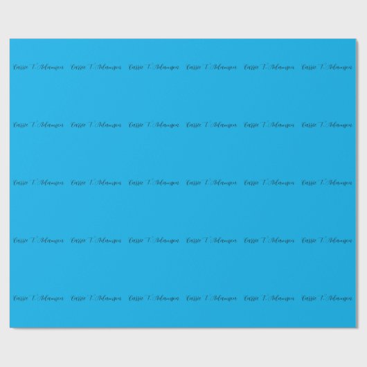 Retro Elegant Schlicht Sky Blue Calligraphy Name Geschenkpapier (Flach)