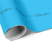 Retro Elegant Schlicht Sky Blue Calligraphy Name Geschenkpapier (Rolleneckpunkt)