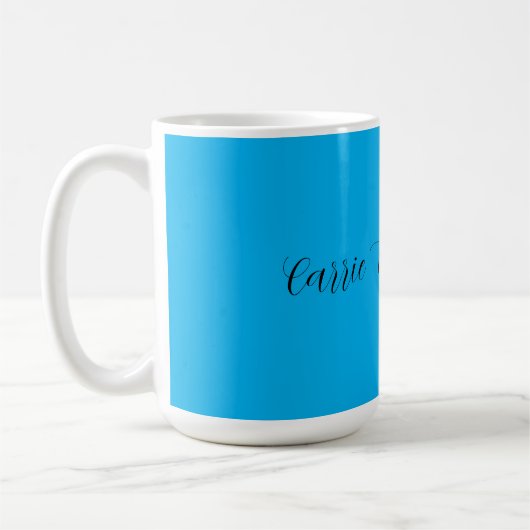 Retro Elegant Schlicht Sky Blue Calligraphy Name Kaffeetasse (Links)
