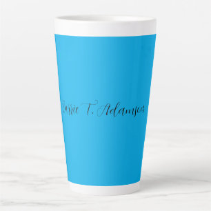 Retro Elegant Schlicht Sky Blue Calligraphy Name Milchtasse