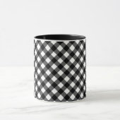 Retro Elegant Schwarz-Weiß Gingham Tasse (Zentrum)