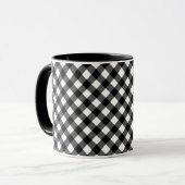 Retro Elegant Schwarz-Weiß Gingham Tasse (Vorderseite Links)