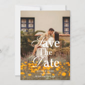 Retro Elegant Script Photo Wedding Save The Date Magneteinladung (Vorderseite)