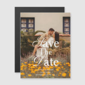 Retro Elegant Script Photo Wedding Save The Date Magneteinladung (Vorne/Hinten)