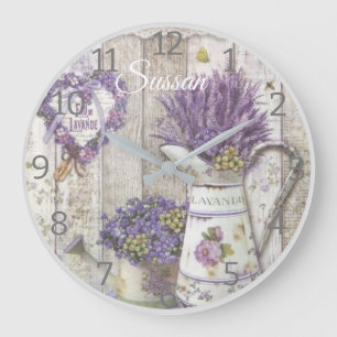 Retro elegante Aquarellfarben Vintage Blume person Große Wanduhr