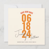 Retro Elegante Modernes Blumenorange Save the Date Einladung (Vorderseite)
