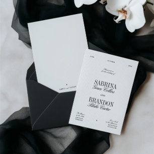 Retro-elegante schwarze und weiße Hochzeit Einladung