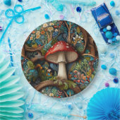 Retro eleganter bohemianischer Pilzwald Pappteller (Party)